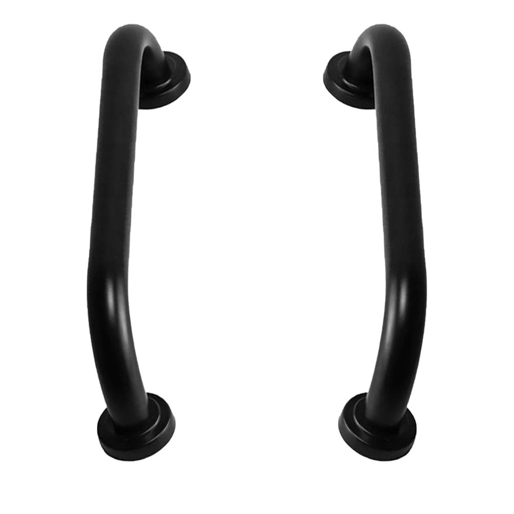 Barra de Apoio Alça 50cm Preto Inox Kit 2 Unidades Segurança Corrimao Cadeirante Acessibilidade - 1
