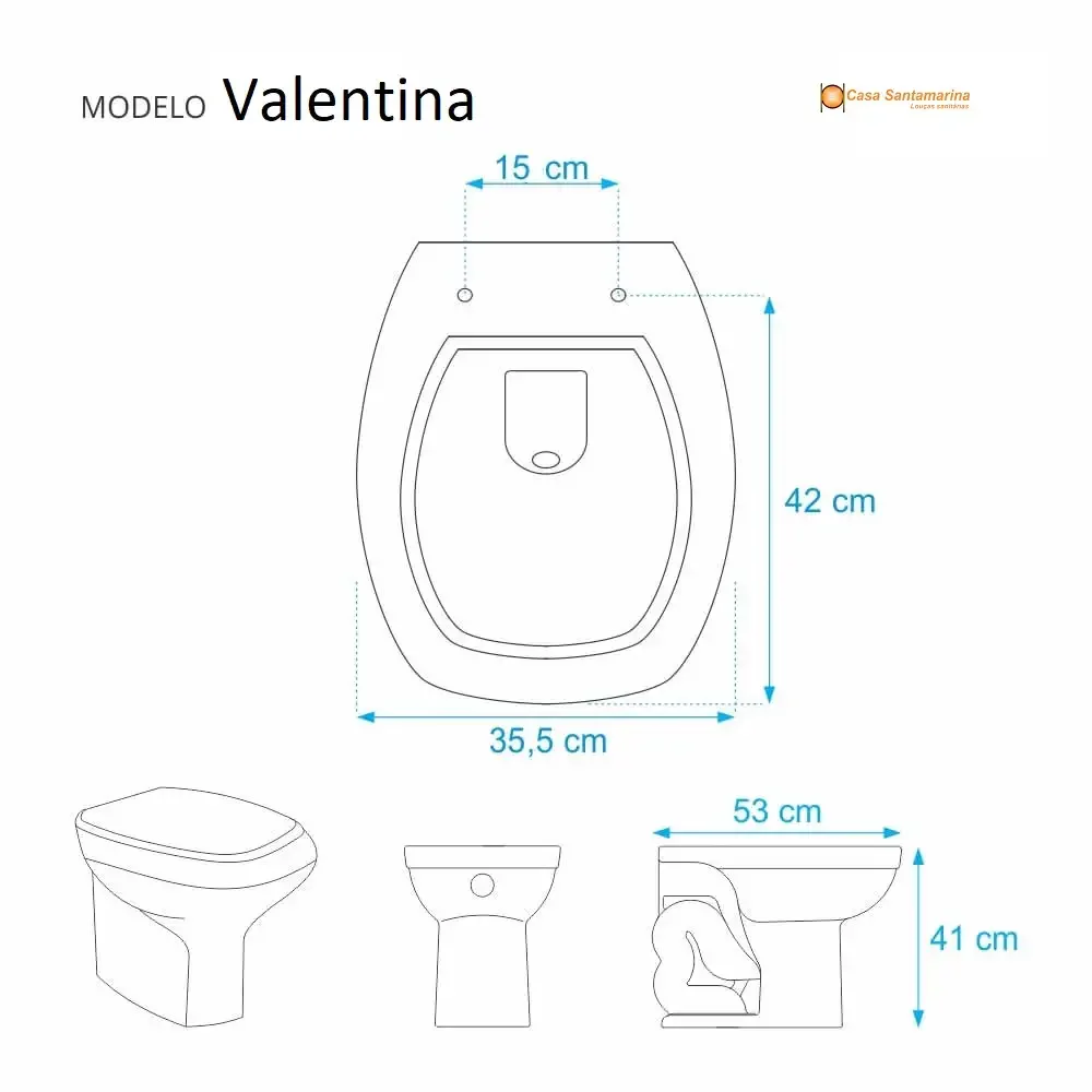 Assento Sanitário Valentina Marfim Para Louça Santamarina - 2