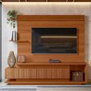 Ver imagem 1 de Estante Home Sala 210cm para Tv 65 Istambul Lukaliam Jequitiba Ripado 3d