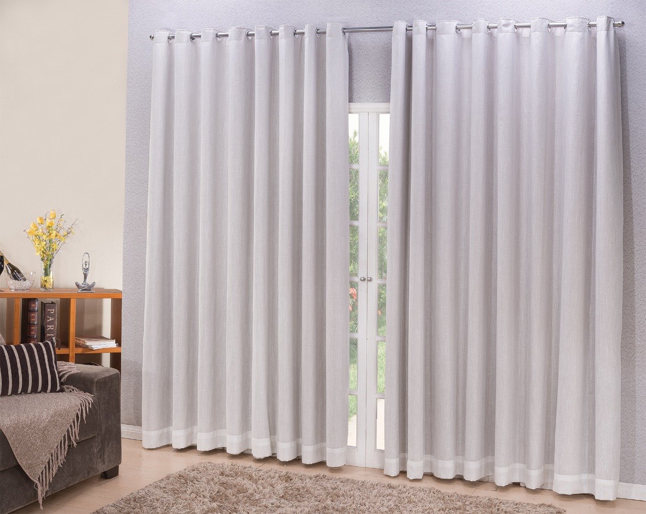 Cortina Blackout com linho 2,80x2,50 Para Varão Simples:Palha - 2