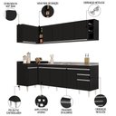 Ver mais imagens de Armário de Cozinha Modulado de Canto Direito 5 Peças Cp45 com Pia Inox Preto - Lumil