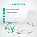Ver imagem 4 de Assento Sanitario Poliester Decorado Borboleta Amarela Carrara para Vaso Deca com Ferragem Dourada
