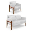 Ver imagem 1 de Kit 1 Sofá Namoradeira e 1 Poltrona Lana Corano Base de Madeira - D’Rossi Branco