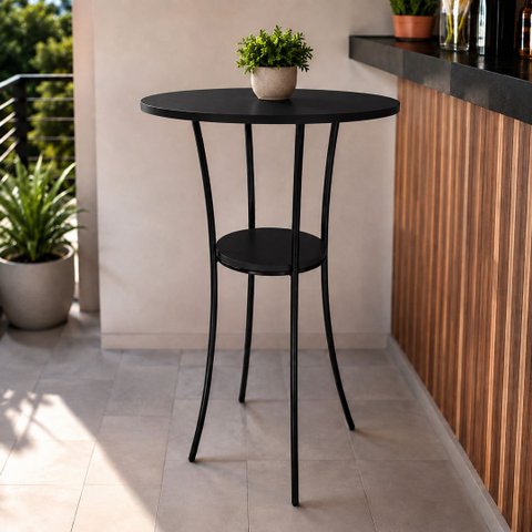 Mesa Alta Bistrô para Área Gourmet Bar Porto Cor Preto - Kmj