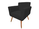 Ver imagem 3 de Kit Namoradeira + 1 Poltrona Decorativa Sabrina Suede Preto Pés Madeira Mz Decor
