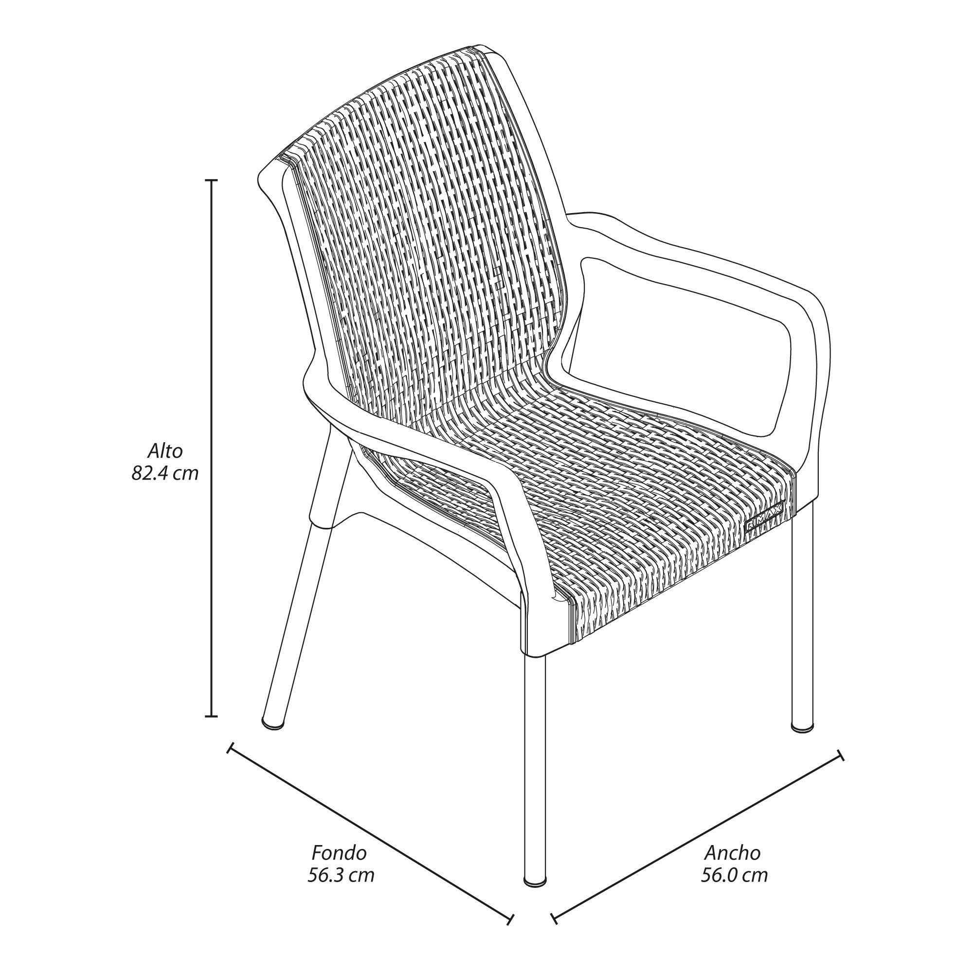 Conjunto 04 Cadeiras Plástica Alumínio com Braços Shia Rimax - Mocca - 5