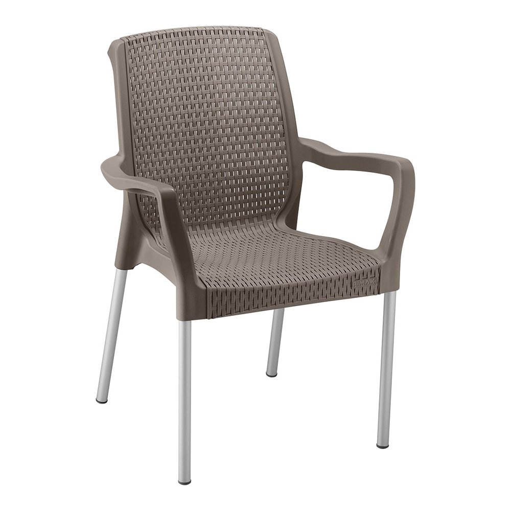 Conjunto 04 Cadeiras Plástica Alumínio com Braços Shia Rimax - Mocca - 4