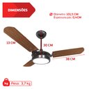 Ver imagem 3 de Ventilador de Teto Valen Led Preto 3 Pás Mogno Ventex 127v