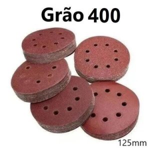 Discos Lixa Lixadeira Orbital Com Velcro Grão 400 125Mm 50un