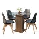 Ver imagem 2 de Conjunto Sala de Jantar Denali Mesa Tampo de Vidro 4 Cadeiras Rustic/preto Madesa
