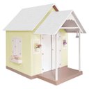Ver imagem 1 de Casinha 1,50cm em MDF com Varanda Infantil Amarelo/Branca Brinquedo Criança Feliz