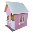 Ver imagem 1 de Casinha Infantil Compacta com Cortina 1.00M em MDF Rosa/Branca Brinquedo Criança Feliz