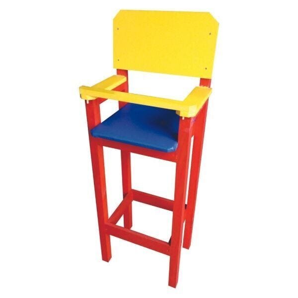 Cadeirinha De Refeição Infantil Para Mesa De Madeira Vermelha/Amarela Brinquedo Criança Feliz - 1