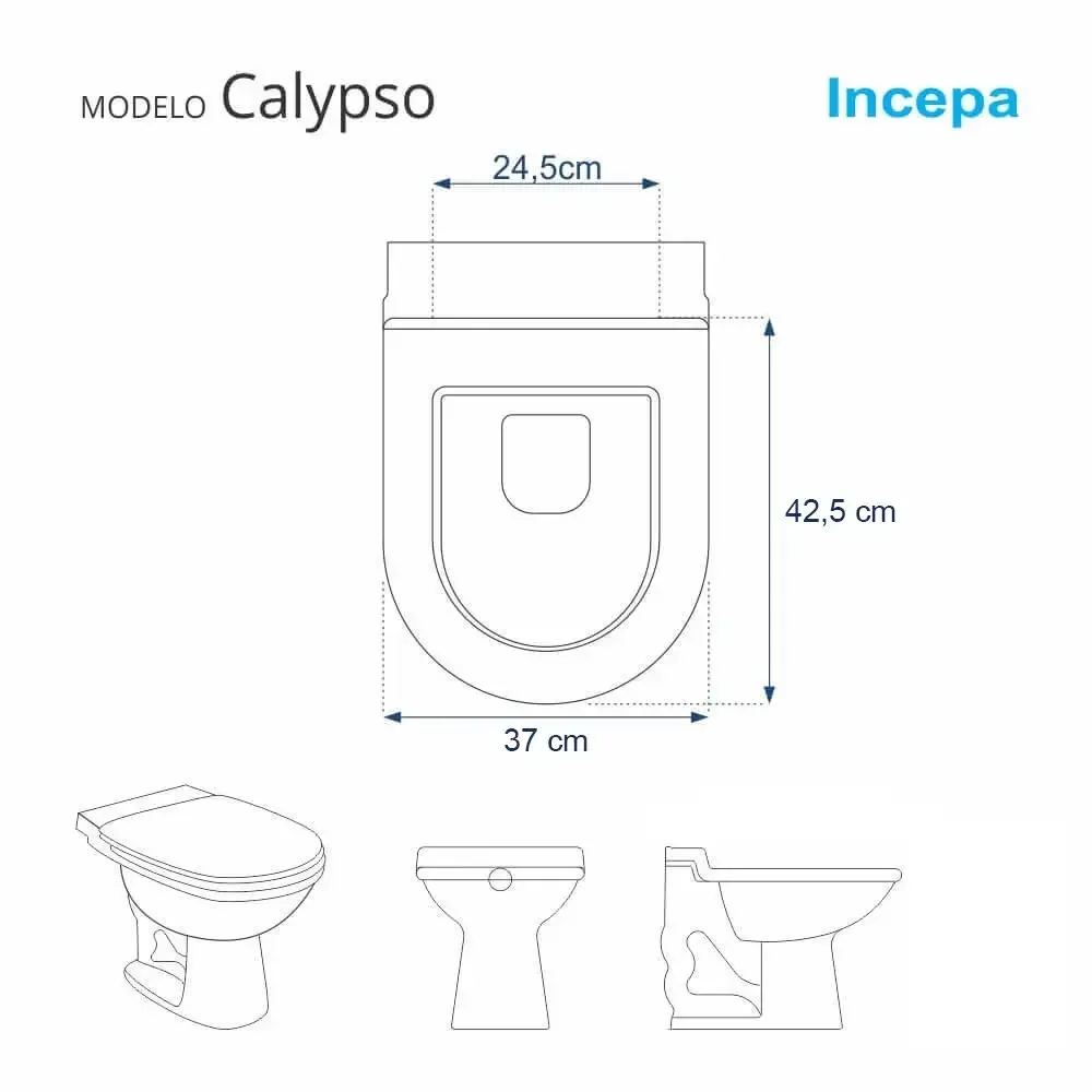 Assento Sanitário Poliéster para vaso Incepa Calypso Branco Com Ferragem Dourada - 3