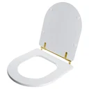 Ver imagem 2 de Assento Sanitário Poliéster para vaso Incepa Calypso Branco Com Ferragem Dourada