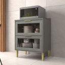 Ver imagem 1 de Balcão de Cozinha 70cm 2 Gavetas com Vidro Domus Espresso Móveis Cinza/Silver