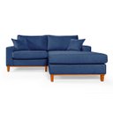 Ver imagem 3 de Sofa Living 2 Lugares Chaise Revestido Linho Base em Madeira:azul/esquerdo