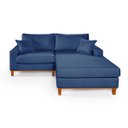 Ver imagem 1 de Sofa Living 2 Lugares Chaise Revestido Linho Base em Madeira:azul/esquerdo