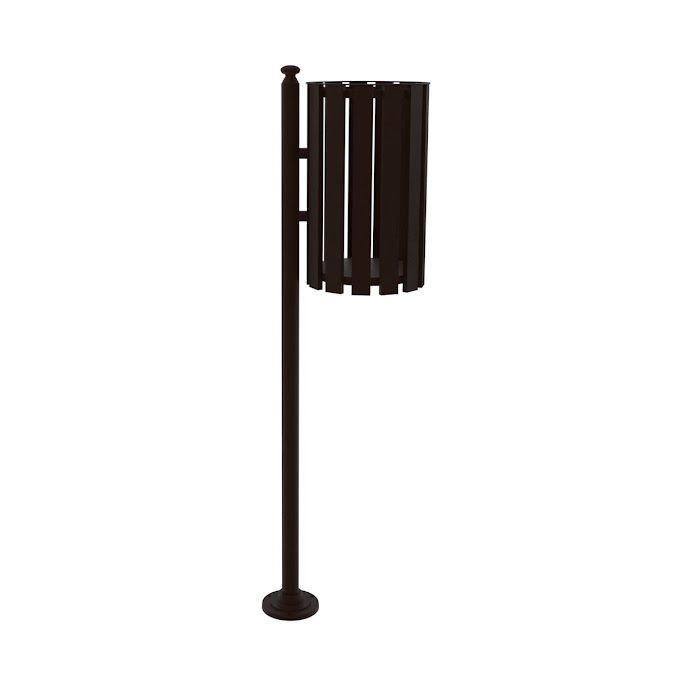 Lixeira de Rua Pátios Parques Simples Tubular Marrom 151cm