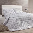 Ver imagem 4 de Edredom Atual Solteiro 02 Peças Quadriculado Branco