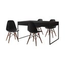 Ver imagem 6 de Mesa Jantar Industrial Retangular Filadélfia Preta 137x90cm Base Ferro Preto com 4 Cadeiras Pretas