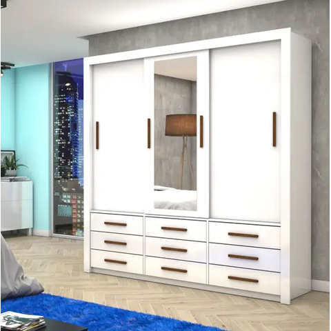 Guarda Roupa Anjos com Espelho Branco - Carioca Móveis