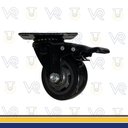 Ver imagem 5 de Kit com 4 Rodinha Giratório 3" Black Pvc Preto com Rolamento 75mm com Trava 10,6cm Carga 400kg Placa