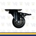 Ver imagem 4 de Kit com 4 Rodinha Giratório 3" Black Pvc Preto com Rolamento 75mm com Trava 10,6cm Carga 400kg Placa
