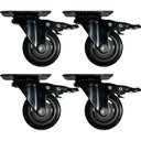 Ver imagem 7 de Kit com 4 Rodinha Giratório 3" Black Pvc Preto com Rolamento 75mm com Trava 10,6cm Carga 400kg Placa