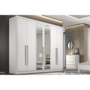 Ver imagem 1 de Guarda Roupa Casal 6 Portas e 4 Gavetas C/ Espelho Robust/livorno Branco - Novo Horizonte