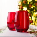 Ver imagem 7 de Copo Diamond Jogo 6 Unidades Suco Agua Drink Vidro Vermelho Transparente 625ml
