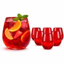 Ver imagem 1 de Copo Diamond Jogo 6 Unidades Suco Agua Drink Vidro Vermelho Transparente 625ml