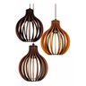 Lustre Pendente Bali Redondo Madeira Cozinha Bar Escritório Sala Redondo Madeira 21x18cm - Caramelo - 3