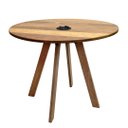 Ver imagem 1 de Mesa Eiffel Industrial 90cm Madeira Maciça Natural e Ferro Preto com Caixa para Tomada