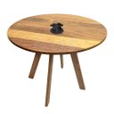 Ver imagem 2 de Mesa Eiffel Industrial 90cm Madeira Maciça Natural e Ferro Preto com Caixa para Tomada