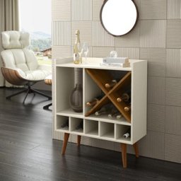 Aparador Adega Retrô Modelo em x Pergola Off White e Freijó - 1