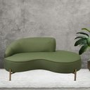 Ver imagem 2 de Sofá Curvo 2 Lugares 150cm Braço Dir. Thommy Pés Ouro Linho Verde Claro - Nexta Casa