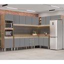 Ver imagem 1 de Armário de Cozinha Modulada de Canto 8 Peças CP08 Balcão com Tampo Castanho/Cinza - Lumil Lumil Móve