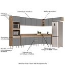 Ver imagem 3 de Armário de Cozinha Modulada de Canto 8 Peças CP08 Balcão com Tampo Castanho/Cinza - Lumil Lumil Móve