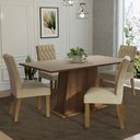 Ver imagem 1 de Conjunto Sala de Jantar Mesa Tampo de Madeira 4 Cadeiras Rustic/crema/imperial Ashley Madesa