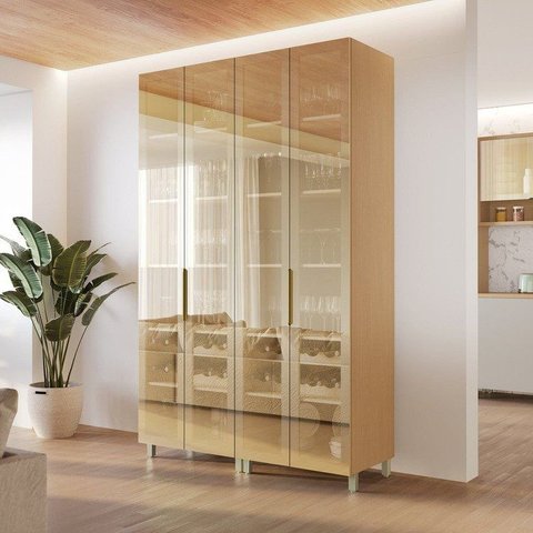 Cristaleira Dupla 4 Portas Vidro Reflecta Infinito 140cm 100% MDF