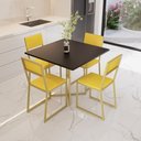 Ver imagem 3 de Conjunto Mesa de Jantar Quadrada Preta 4 Cadeiras Estofado Riviera Industrial Dourado Don Castro Dec