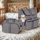 Ver imagem 1 de Kit Bolsa Maternidade 2 Peças com Mochila 2 em 1 Faixa Luxo Amor:marinho