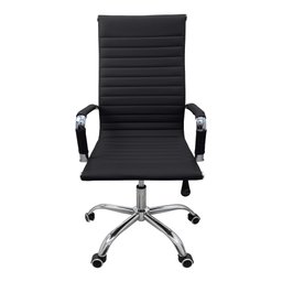 Kit 2 Cadeira Eames Esteirinha Presidente Escritório Alta Branca Preta - 3