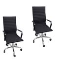 Ver imagem 1 de Kit 2 Cadeira Eames Esteirinha Presidente Escritório Alta Branca Preta