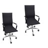 Kit 2 Cadeira Eames Esteirinha Presidente Escritório Alta Branca Preta - 1