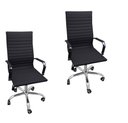 Ver imagem 1 de Kit 2 Cadeira Eames Esteirinha Presidente Escritório Alta Branca Preta