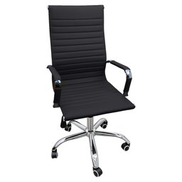 Kit 2 Cadeira Eames Esteirinha Presidente Escritório Alta Branca Preta - 2