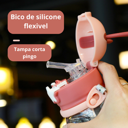 Garrafa Squeze Alce Infantil Bpa Free Enfeites Adesivo 600ml:rosa - 6