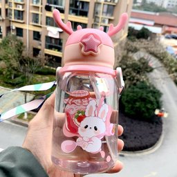 Garrafa Squeze Alce Infantil Bpa Free Enfeites Adesivo 600ml:rosa - 3